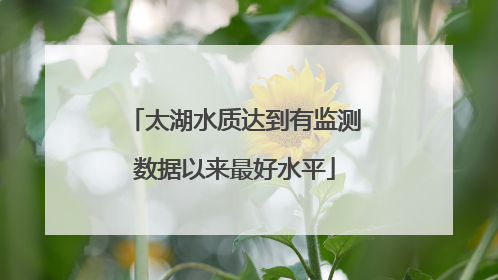 太湖水质达到有监测数据以来最好水平